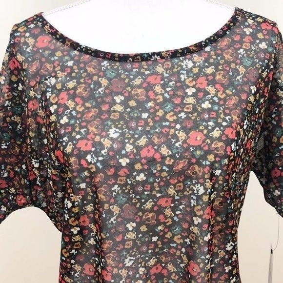 Signature Studio Sheer Floral Print Top Med - Picture 2 of 7
